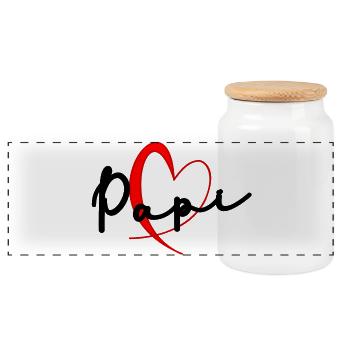 CHRISTMAS. YEAR. ANNIVERSARY. RETIREMENT. DAD. MAMAM. - Panoramic Cookie Jar with Wooden Lid - white - Front