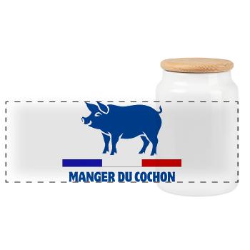 manger du cochon, boucher, boucherie - Boîte à biscuits avec couvercle en bois - blanc - Devant
