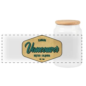 Vancouver Vintage Schild BC - Panorama Keksdose mit Holzdeckel - Weiß - Vorne