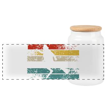 Retro Stripe Silhouette Dance - Panoramic Cookie Jar with Wooden Lid - white - Front