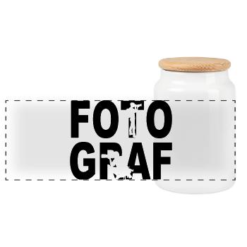 Fotograf - Panorama Keksdose mit Holzdeckel - Weiß - Vorne