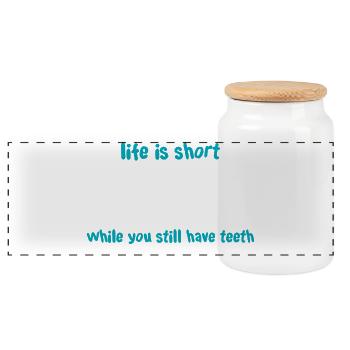 Smile (dark) - Panoramic Cookie Jar with Wooden Lid - white - Front
