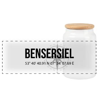 Koordinaten Bensersiel - Panorama Keksdose mit Holzdeckel - Weiß - Vorne