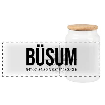 Koordinaten Büsum - Panorama Keksdose mit Holzdeckel - Weiß - Vorne