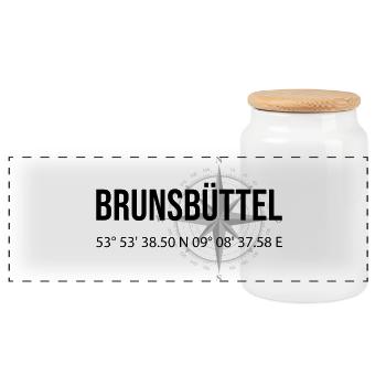 Koordinaten Brunsbüttel - Panorama Keksdose mit Holzdeckel - Weiß - Vorne