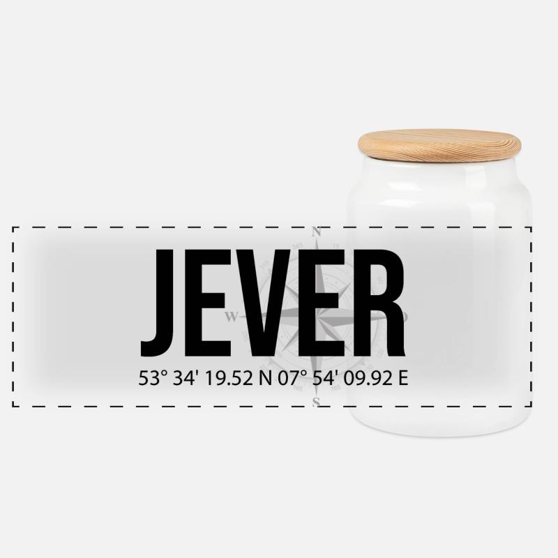 Koordinaten Jever - Panorama Keksdose mit Holzdeckel - Weiß