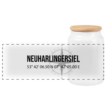 Koordinaten Neuharlingersiel - Panorama Keksdose mit Holzdeckel - Weiß - Vorne
