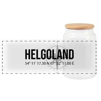 Koordinaten Helgoland - Panorama Keksdose mit Holzdeckel - Weiß - Vorne