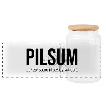 Koordinaten Pilsum - Panorama Keksdose mit Holzdeckel - Weiß - Vorne