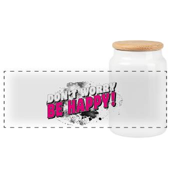 DONT WORRY BE HAPPY > BACKGROUND stormy - Panorama Keksdose mit Holzdeckel - Weiß - Vorne