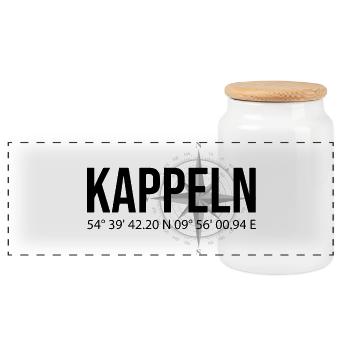 Koordinaten Kappeln - Panorama Keksdose mit Holzdeckel - Weiß - Vorne