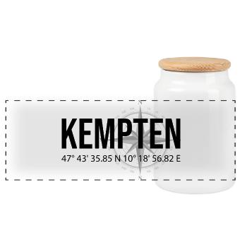 Koordinaten Kempten - Panorama Keksdose mit Holzdeckel - Weiß - Vorne