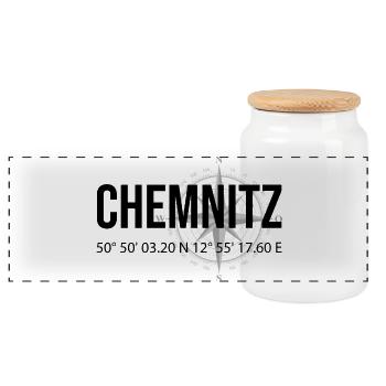 Koordinaten Chemnitz - Panorama Keksdose mit Holzdeckel - Weiß - Vorne