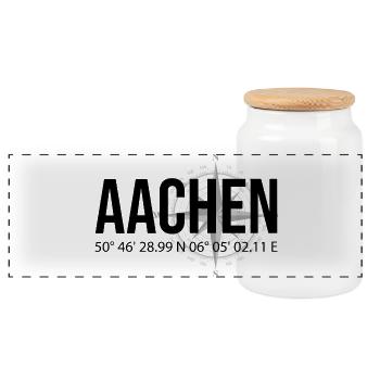 Koordinaten Aachen - Panorama Keksdose mit Holzdeckel - Weiß - Vorne