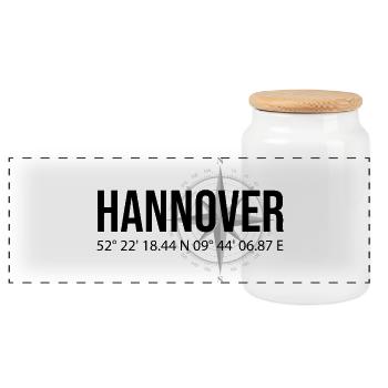 Koordinaten Hannover - Panorama Keksdose mit Holzdeckel - Weiß - Vorne