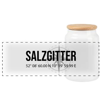 Koordinaten Salzgitter - Panorama Keksdose mit Holzdeckel - Weiß - Vorne