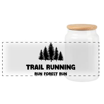 Trailrunning - Run Forest Run - Panorama Keksdose mit Holzdeckel - Weiß - Vorne