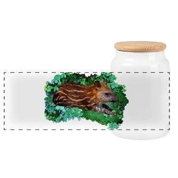 Tierbaby shirts, liegendes Tapirbaby - Panorama Keksdose mit Holzdeckel - Weiß - Vorne