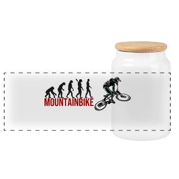 Evolution Mountainbike - Panorama Keksdose mit Holzdeckel - Weiß - Vorne