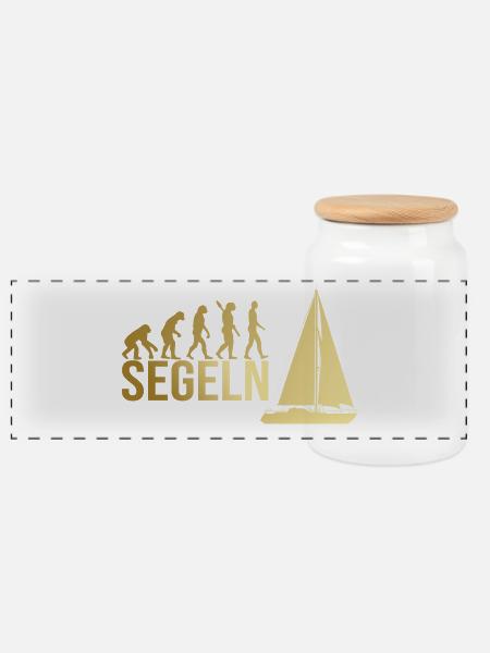 Evolution Segeln - Panorama Keksdose mit Holzdeckel - Weiß