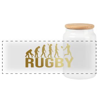 Evolution Rugby - Panorama Keksdose mit Holzdeckel - Weiß - Vorne