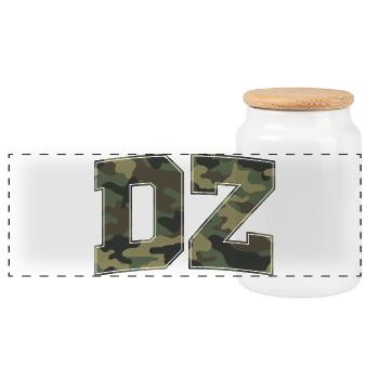 Military Camouflage Letter 3D - Panoramic Cookie Jar with Wooden Lid - white - Front