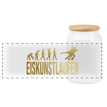 Evolution Eiskunstlaufen - Panorama Keksdose mit Holzdeckel - Weiß - Vorne
