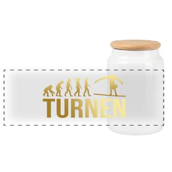 Evolution Turnen - Panorama Keksdose mit Holzdeckel - Weiß - Vorne