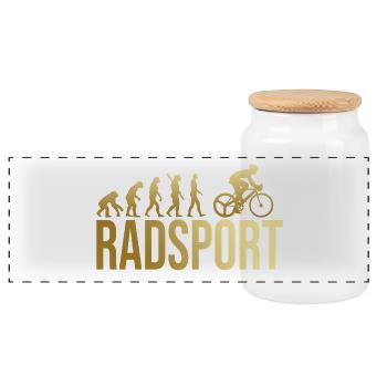 Evolution Radsport - Panorama Keksdose mit Holzdeckel - Weiß - Vorne