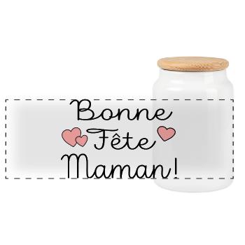 Bonne Fête Maman Mère - Boîte à biscuits avec couvercle en bois - blanc - Devant