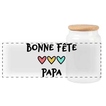 HAPPY FATHER'S DAY. DAD. FATHER'S DAY. FATHER - Panoramic Cookie Jar with Wooden Lid - white - Front