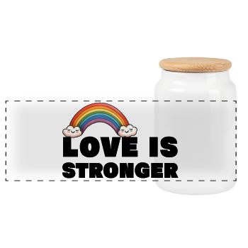 Love is stronger. LGBT - Panoramic Cookie Jar with Wooden Lid - white - Front