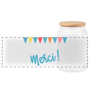 MERCI. MAÎTRESSE. MAÎTRE. MERCI MAÎTRESSE - Boîte à biscuits avec couvercle en bois - blanc - Devant