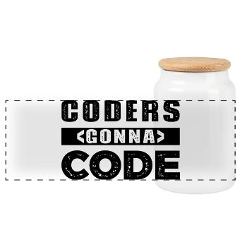 Coders Gonna Code - Panorama Keksdose mit Holzdeckel - Weiß - Vorne