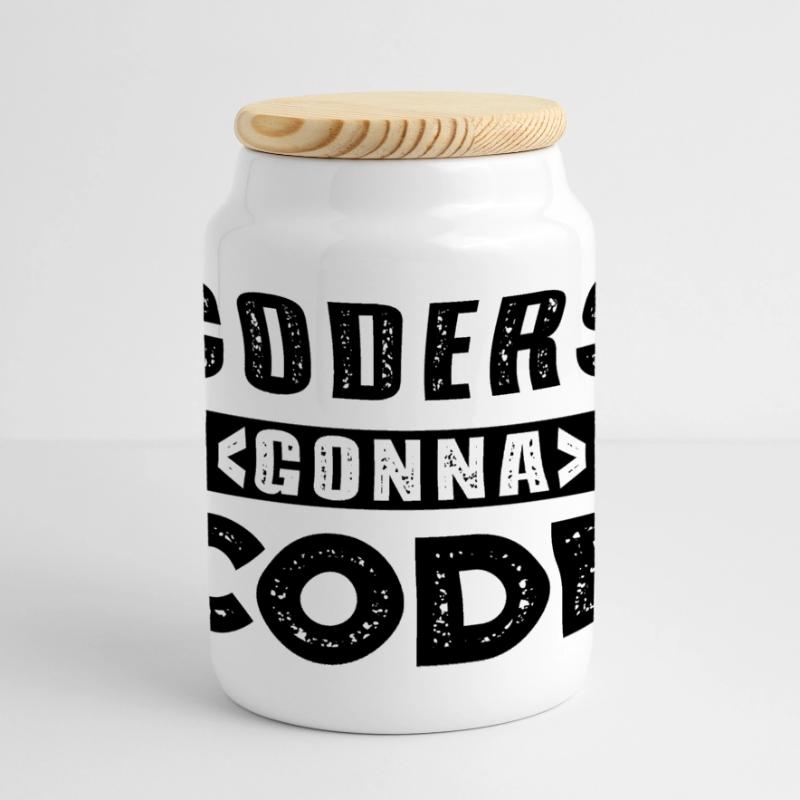 Codeurs qui passent au code Boîte à biscuits avec couvercle en bois