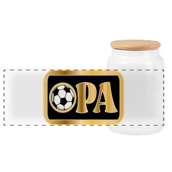 SCHRIFTZUG OPA FUßBALL - RENTNER - Panorama Keksdose mit Holzdeckel - Weiß - Vorne