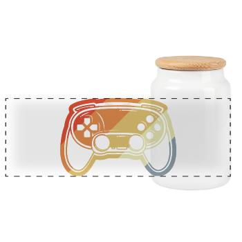 Vintage Game Controller Zeichnung - Panorama Keksdose mit Holzdeckel - Weiß - Vorne