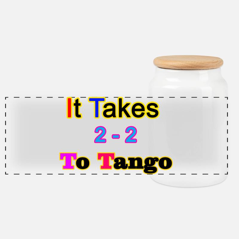 It Takes 2 to Tango - Panoramic Cookie Jar with Wooden Lid - white