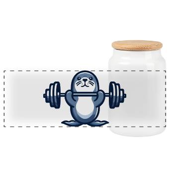 Seal Seal Dumbbell Gym Entraînement de fitness - Boîte à biscuits avec couvercle en bois - blanc - Devant