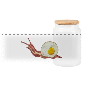 Bacon Roll Bacon et oeuf Oeuf au plat - Boîte à biscuits avec couvercle en bois - blanc - Devant