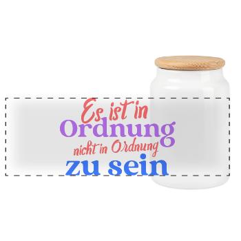 It's okay not to be okay - Panoramic Cookie Jar with Wooden Lid - white - Front