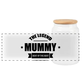 The Legend of Mom - Mother's Day - Panoramic Cookie Jar with Wooden Lid - white - Front