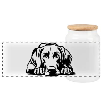 Weimaraner - Panoramic Cookie Jar with Wooden Lid - white - Front