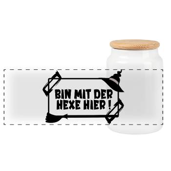 HALLOWEEN KOSTÜME PARTNER HEXE - Panorama Keksdose mit Holzdeckel - Weiß - Vorne