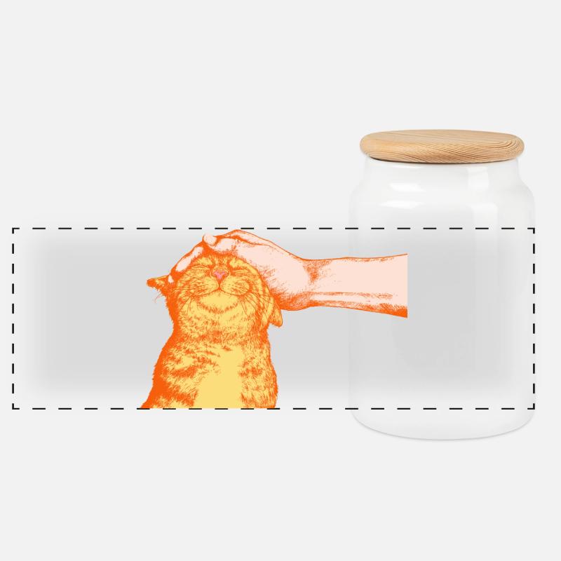 DIE GLÜCKLICHE KATZE - Panorama Keksdose mit Holzdeckel - Weiß