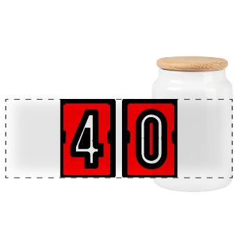 40. 40 ANS. 40e ANNIVERSAIRE. ANNIVERSAIRE 40 ANS. - Boîte à biscuits avec couvercle en bois - blanc - Devant
