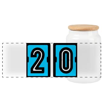 20. 20e ANNIVERSAIRE. ANNIVERSAIRE 20 ANS. 20 ANS. - Boîte à biscuits avec couvercle en bois - blanc - Devant