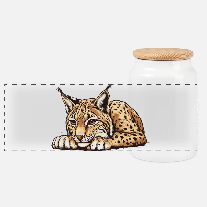 Luchs - Panorama Keksdose mit Holzdeckel - Weiß