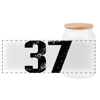 37 Number Jersey - Panoramic Cookie Jar with Wooden Lid - white - Front