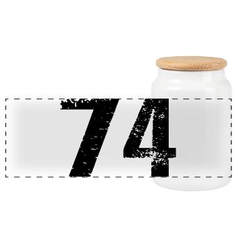 74 Number Jersey - Panoramic Cookie Jar with Wooden Lid - white - Front